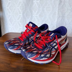 ASICS GT-1000 duomax flytefoam USA red white blue athletic running shoes 8.5